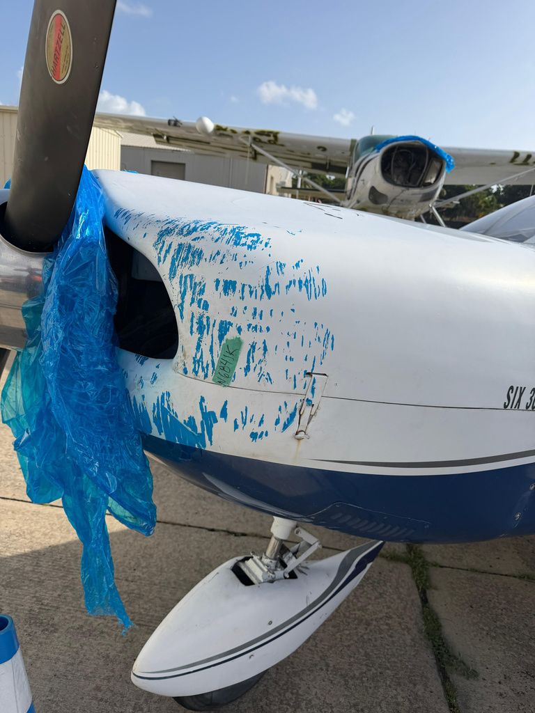 Aircraft nose paint removal detail