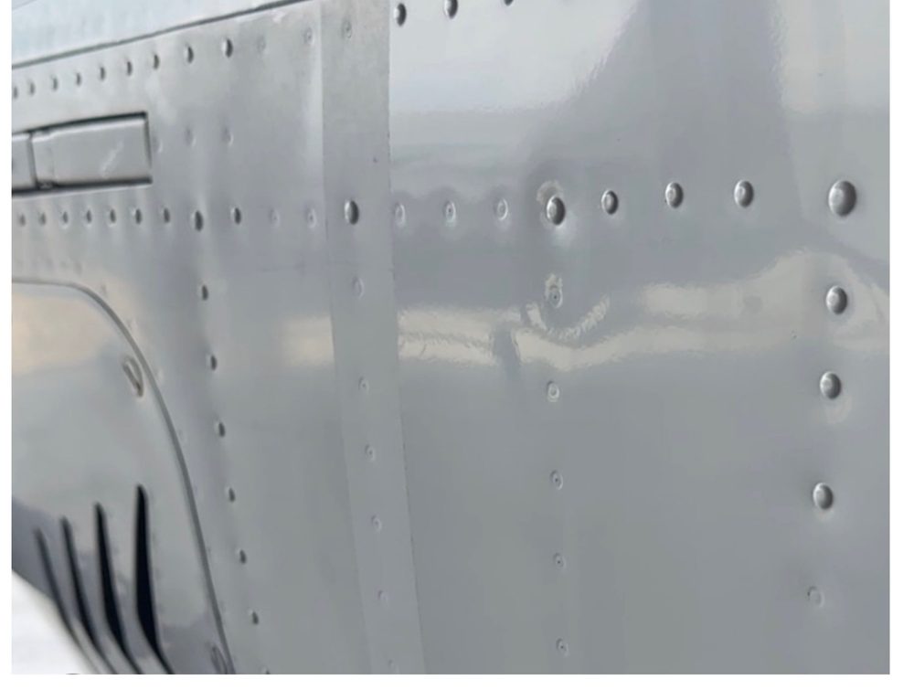 Polished aircraft aluminum skin detail