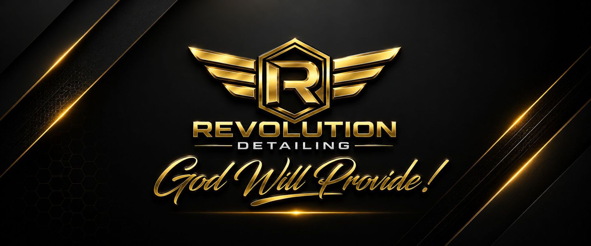 Revolution Detailing gold logo — automotive and aviation detailing in Puerto Rico